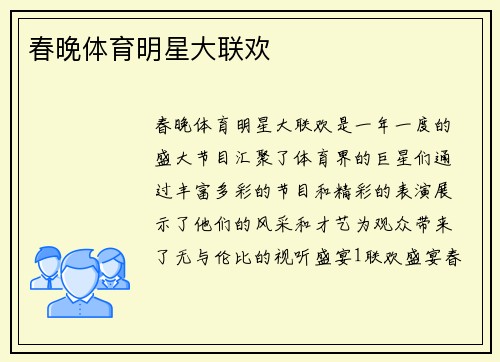 春晚体育明星大联欢